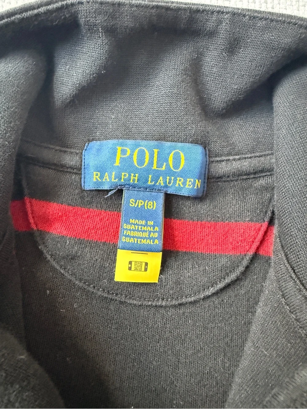 Polo by Ralph Lauren Black Half-Zip Sweater with Red Stripes